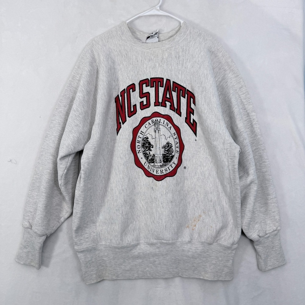 Vintage NC State Sweatshirt Mens XL Gray North Carolina Fleece Pullover 90s USA